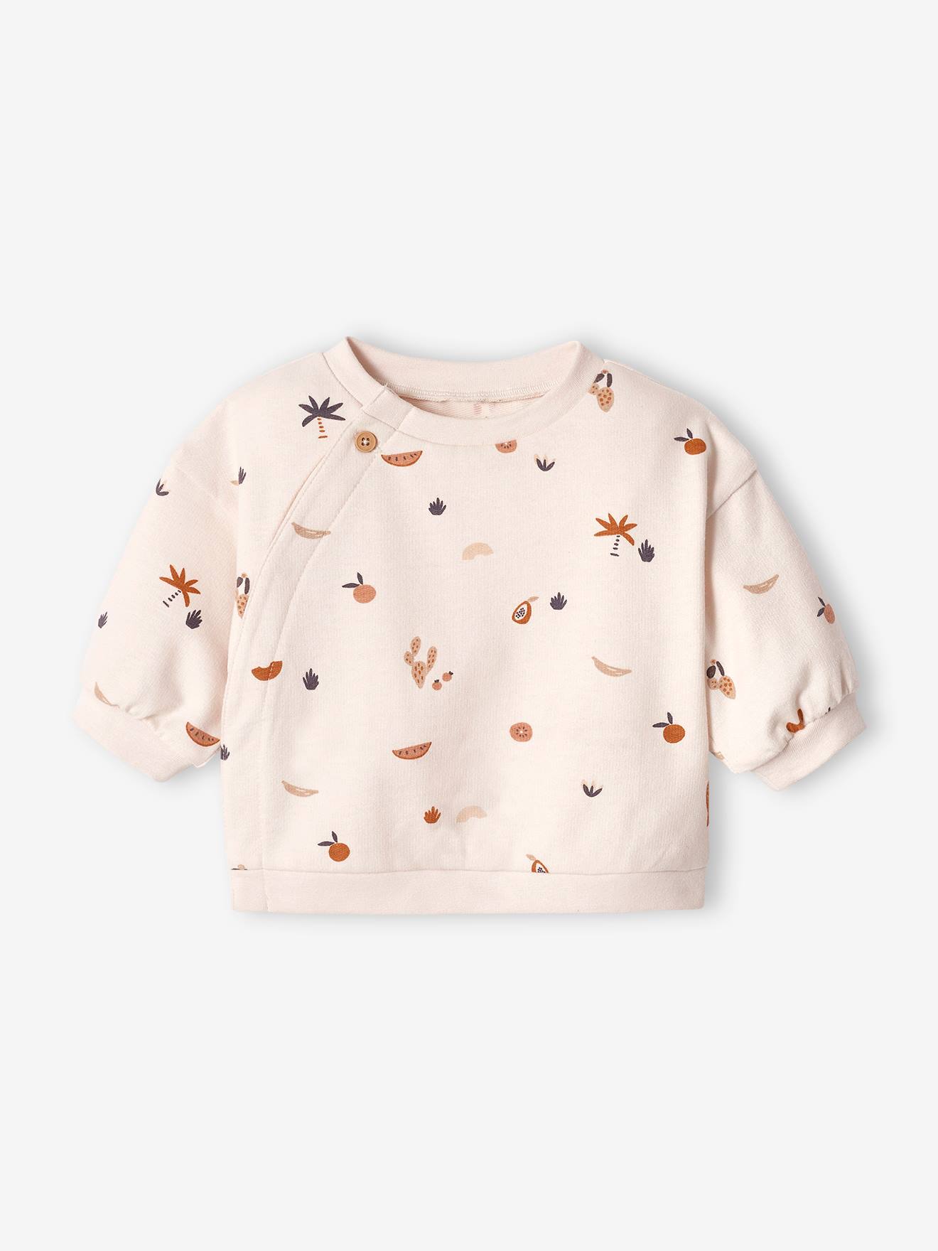 Moletom infantil com abertura frontal, branco-creme