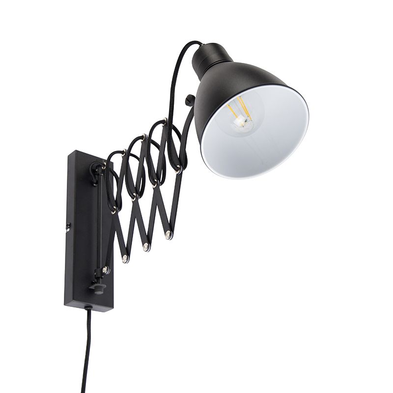 Industriële wandlamp zwart met verstelbare arm - Merle