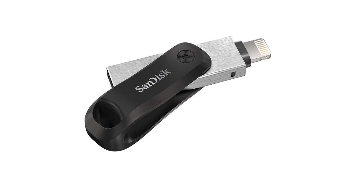 SanDiskiXpand Go 256 GB usb-stick  (Zwart/zilver, USB-A 3.2 Gen 1, Apple Lightning Connector)