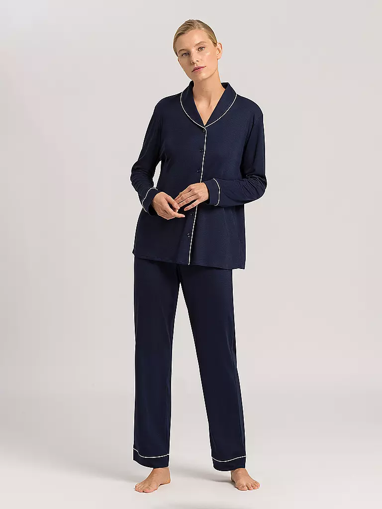 HANRO Pyjama Natural Comfort blau