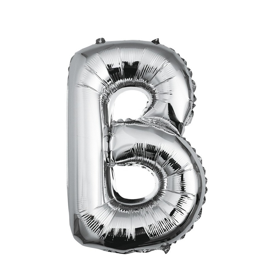 (80cm) Buchstaben Ballon Geburtstags Party Luftballon Folienballon - Buchstabe B / Silber