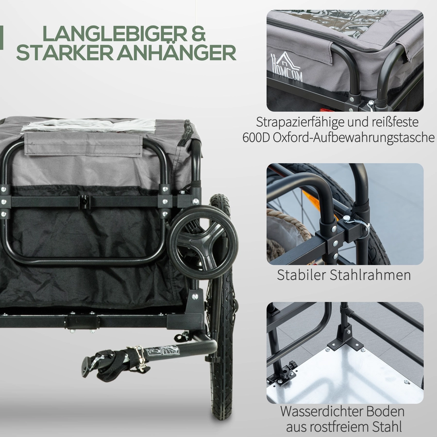 HOMCOM Lastenanhänger mit Stahlrahmen schwarz, grau