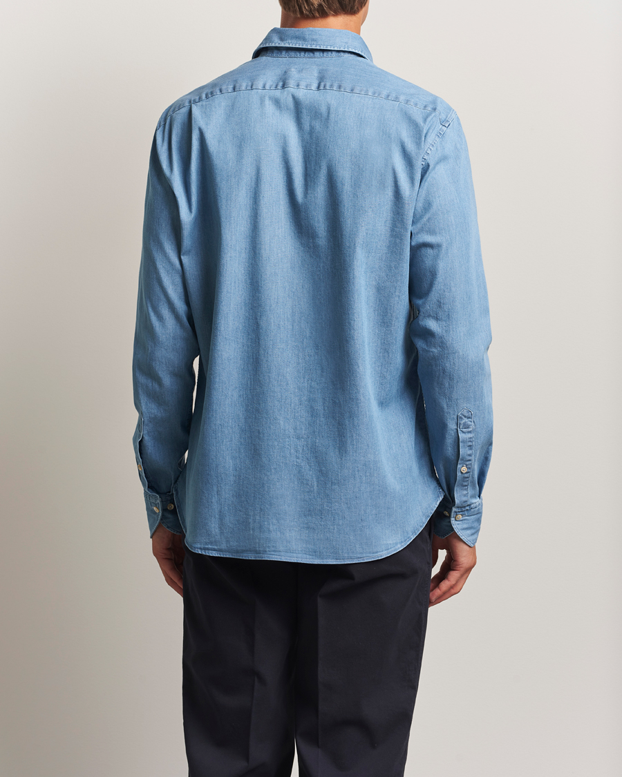 Stenströms Regular Fit Garment Washed Shirt Light Denim