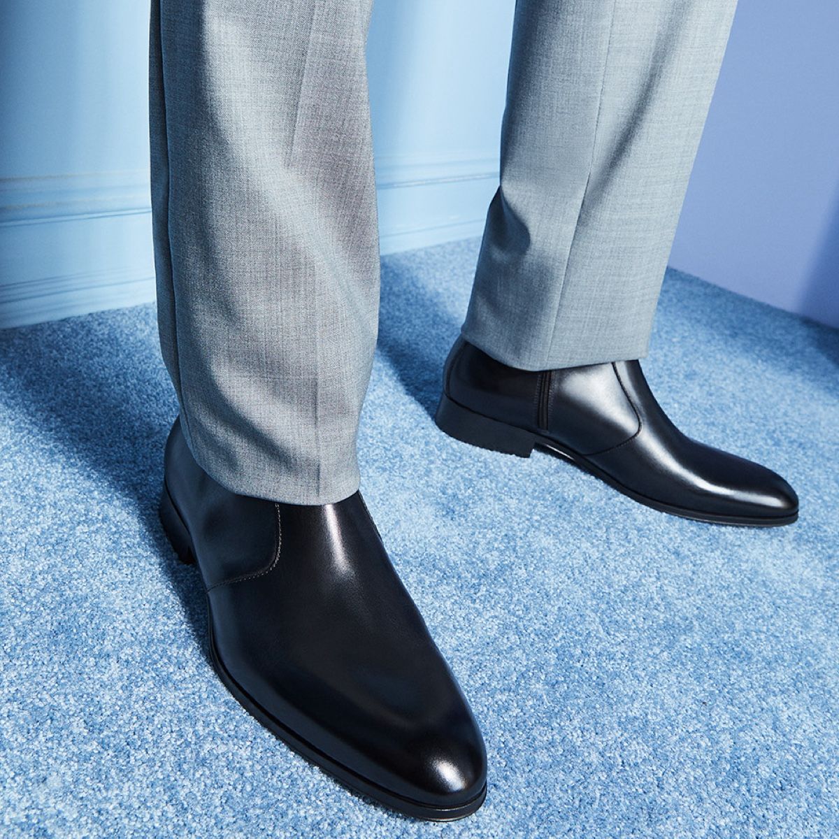 Brahm Black Leather Smooth Men Dress boots