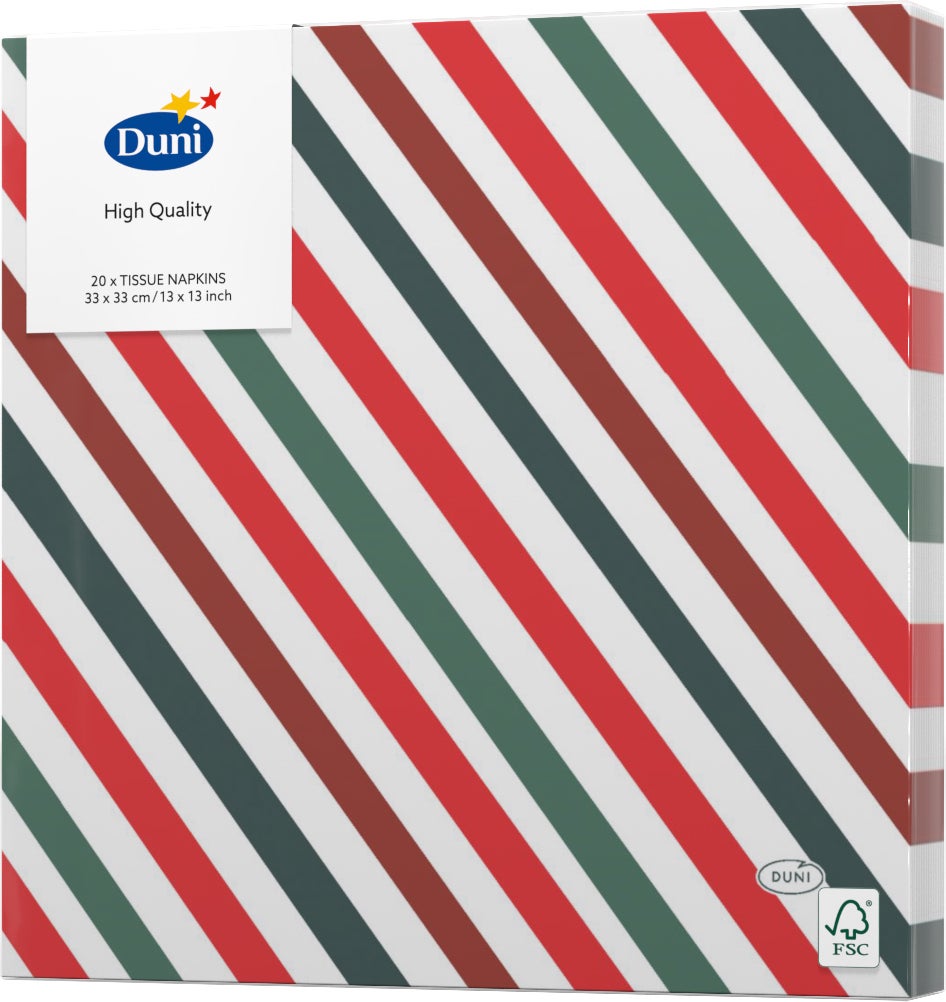 Duni servet BBQ Stripe multi 33 x 33 cm 20 stuks