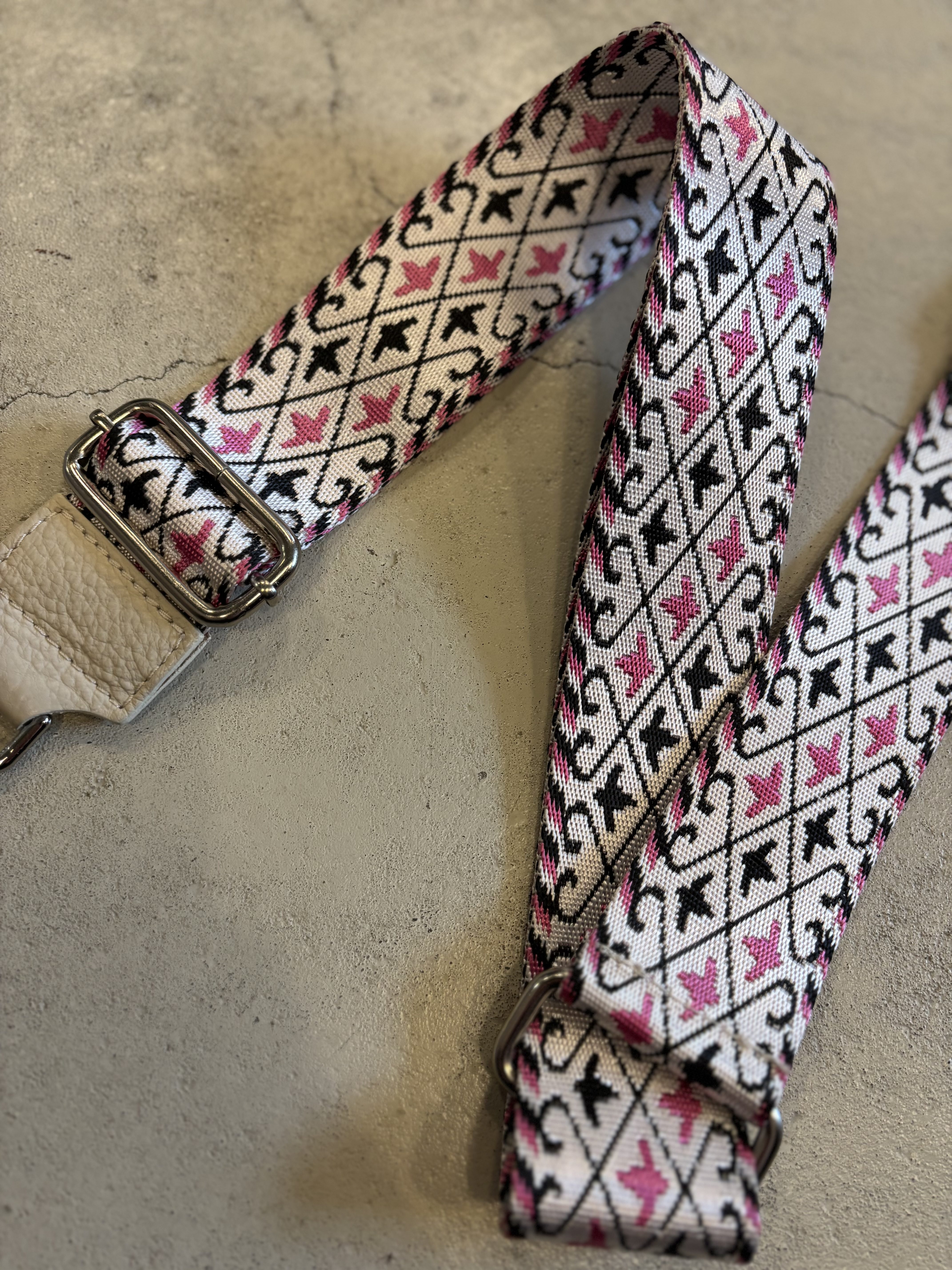 Bag Strap - Fuchsia/Ecru - Zilver