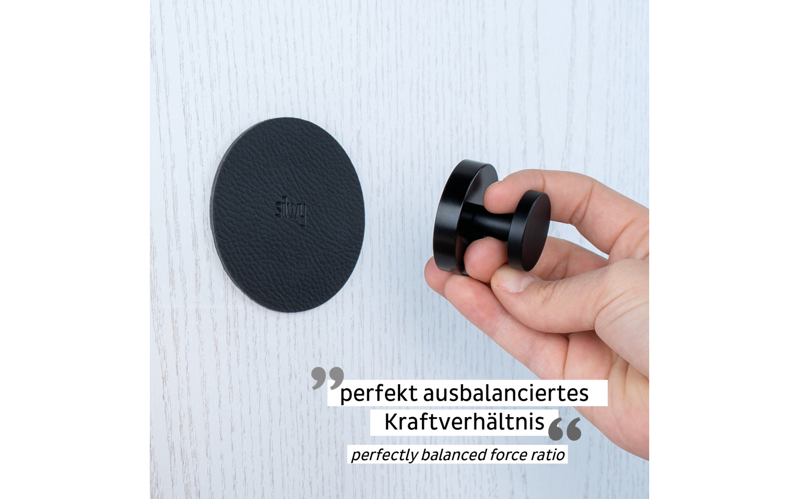 Silwy SPOT  Magnet-Haken inkl. Metall-Pad SUPERSTRONG BLACK