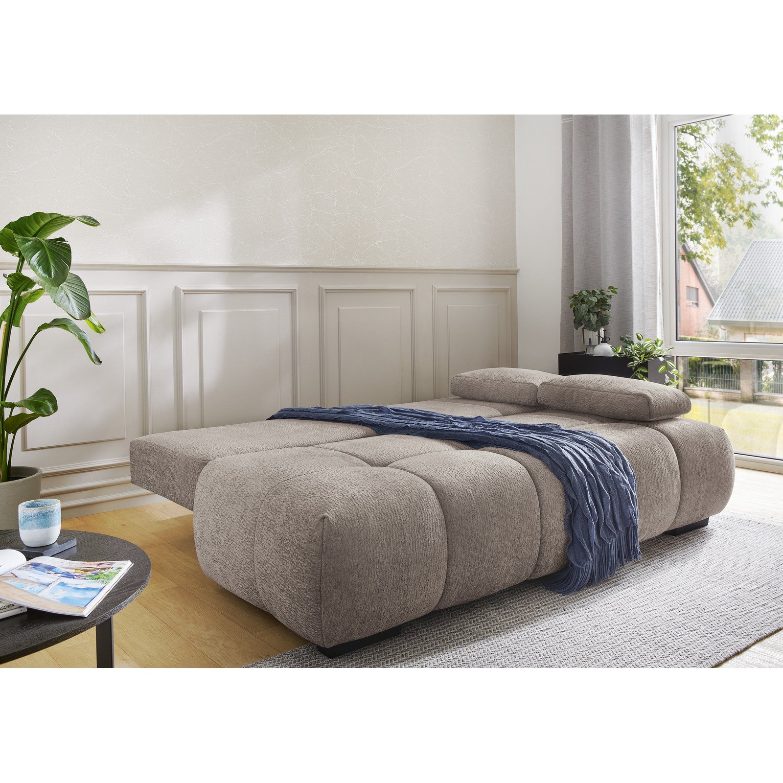 Bettsofa Ronja Stoff Chenille greige, Bettkasten