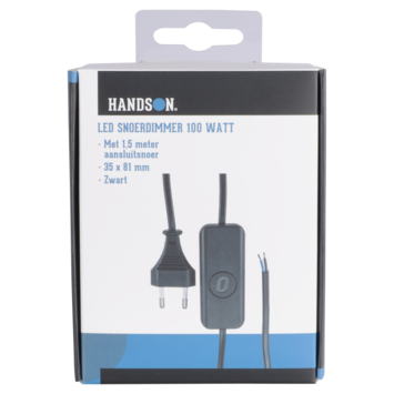 Handson Led Snoerdimmer 1-100 W 1,5 meter snoer Zwart