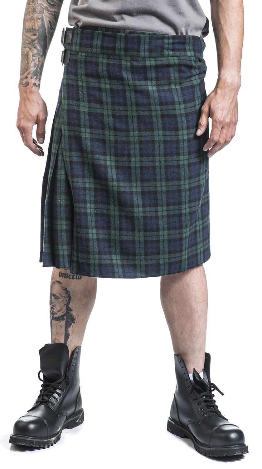 Kilt Avec Boucles Latérales Bleu/Vert | Black Premium by EMP Jupe mi-longue