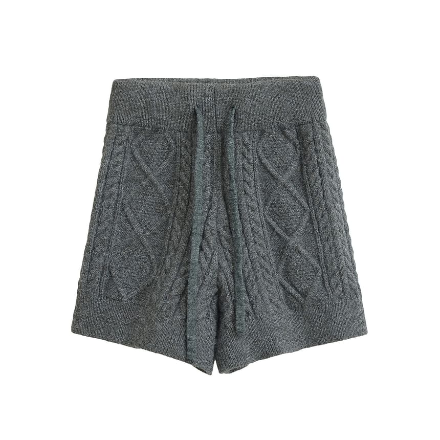 Asiris - Hoge taille effen kabelgebreide shorts