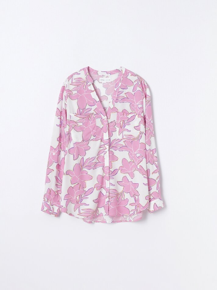 Camisa fluida de padeiro - Tons de rosa