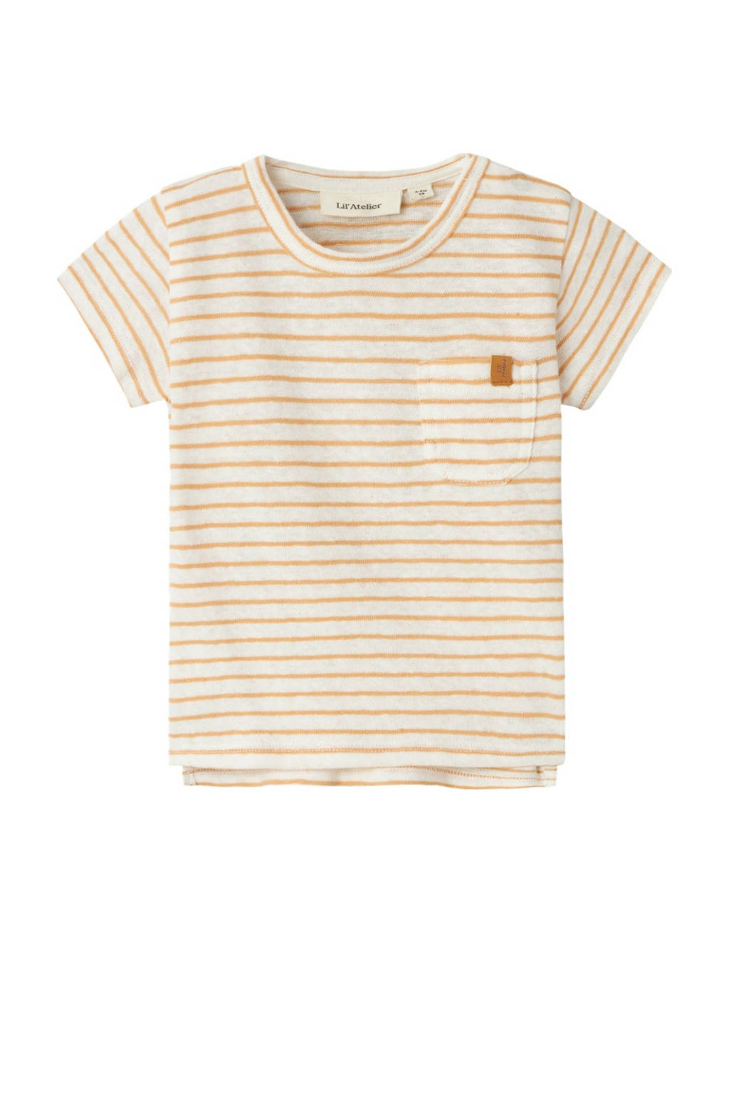 LIL' ATELIER baby gestreept T-shirt NBMHEKTOR offwhite/geel