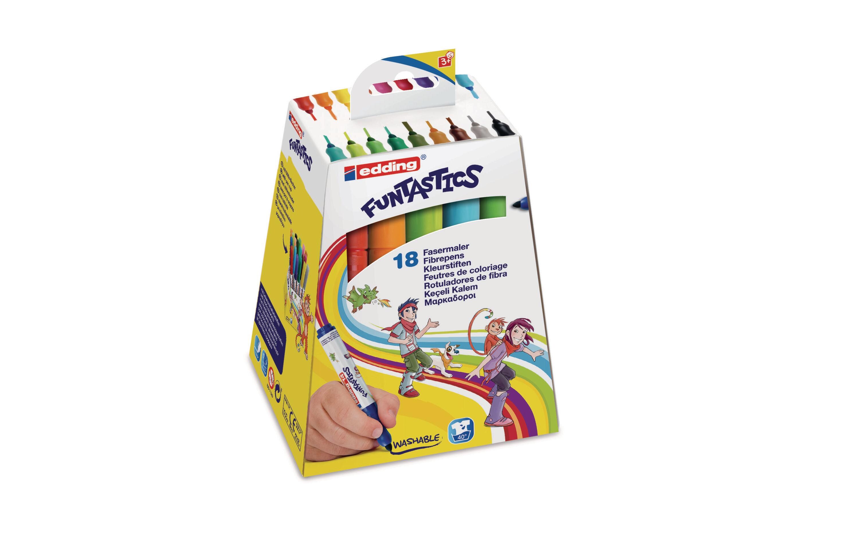 Fasermaler 14 Funtastics 18er-SetFarbenfroher Malpspass mit auswaschbaren Farben