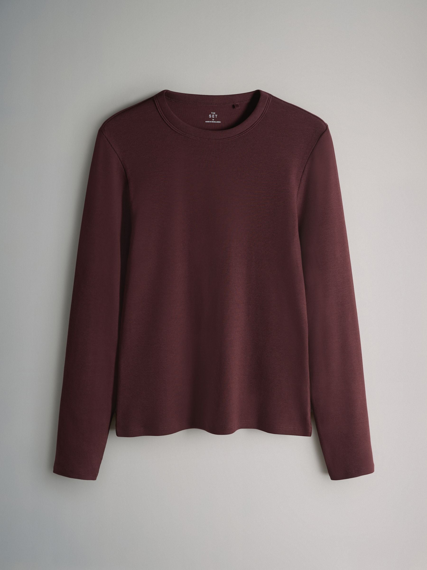 Mauve/Bessen/Luipaard/Zwart/Crème - The Set van 5 geribbelde T-shirts met lange mouwen