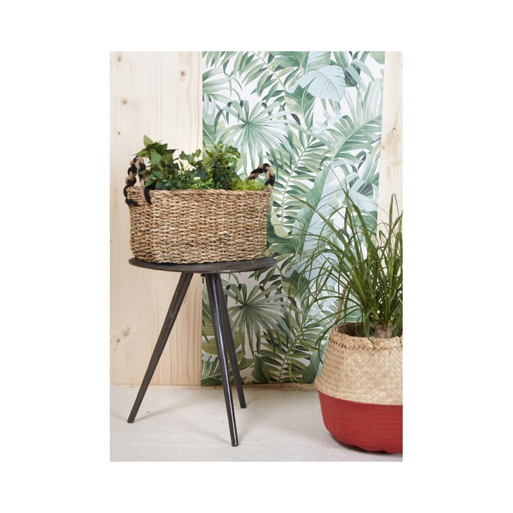 Jardinières rectangulaires en jonc et zinc (lot de 3)