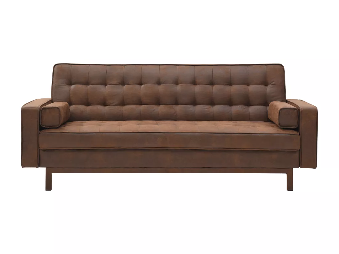 Canapé convertible clic-clac en microfibre marron vintage ELEANOR II