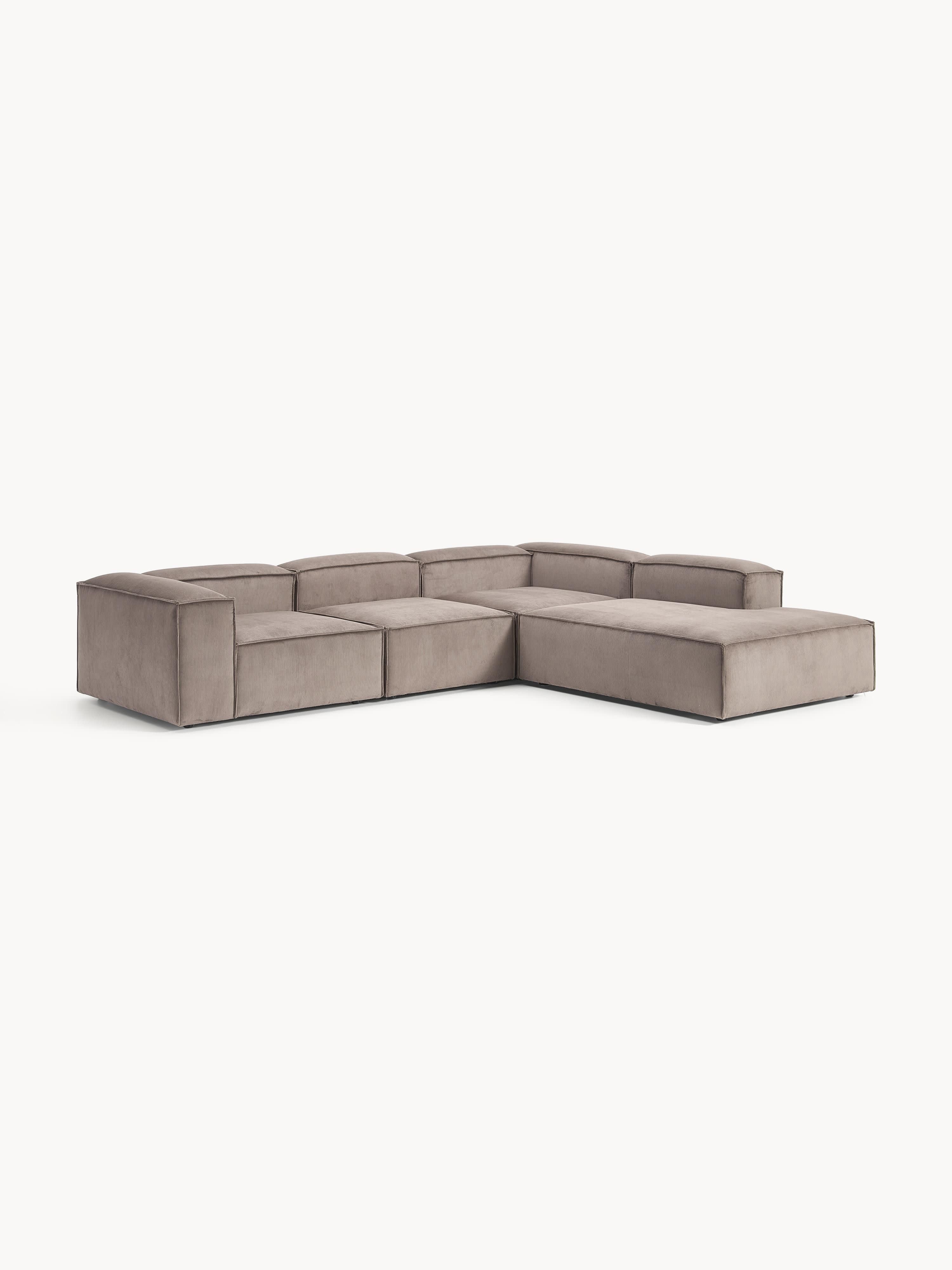 XL modulaire hoekbank van ribfluweel Lennon (4-zits)