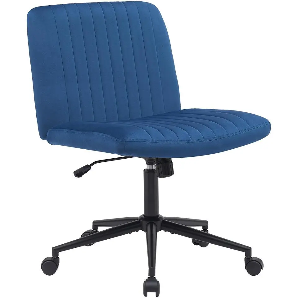 CLP Bureaustoel Kingman zwart Frame - Fluweel - blauw