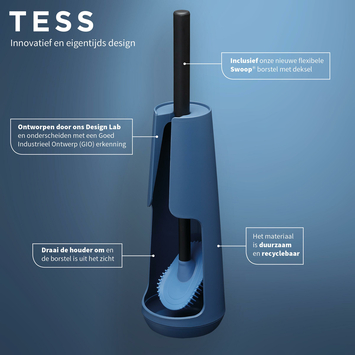Tiger Toiletborstelhouder TESS vrijstaand met Swoop borstel blauw/zwart