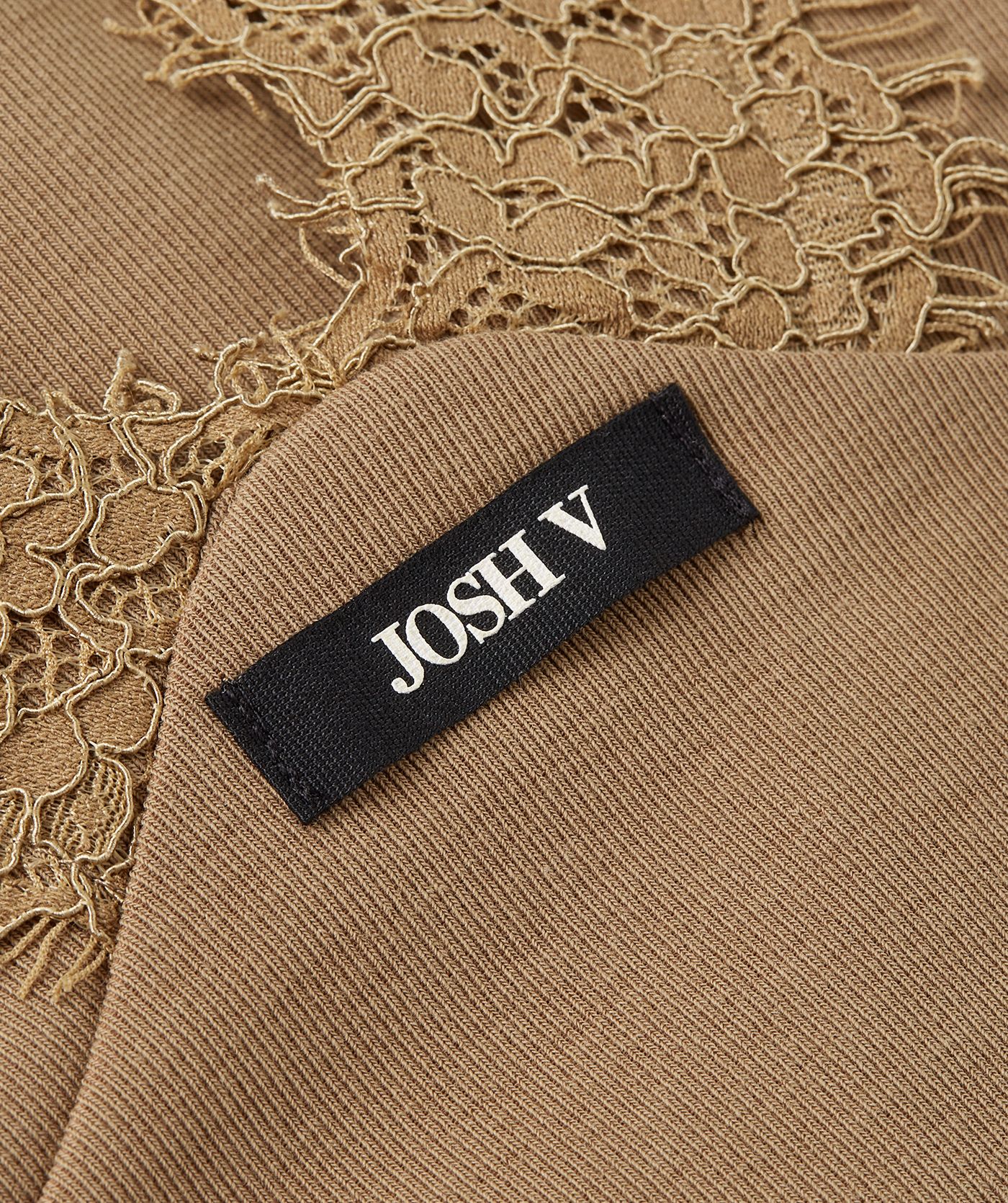 JV-RIVER slim fit top met kant - light khaki