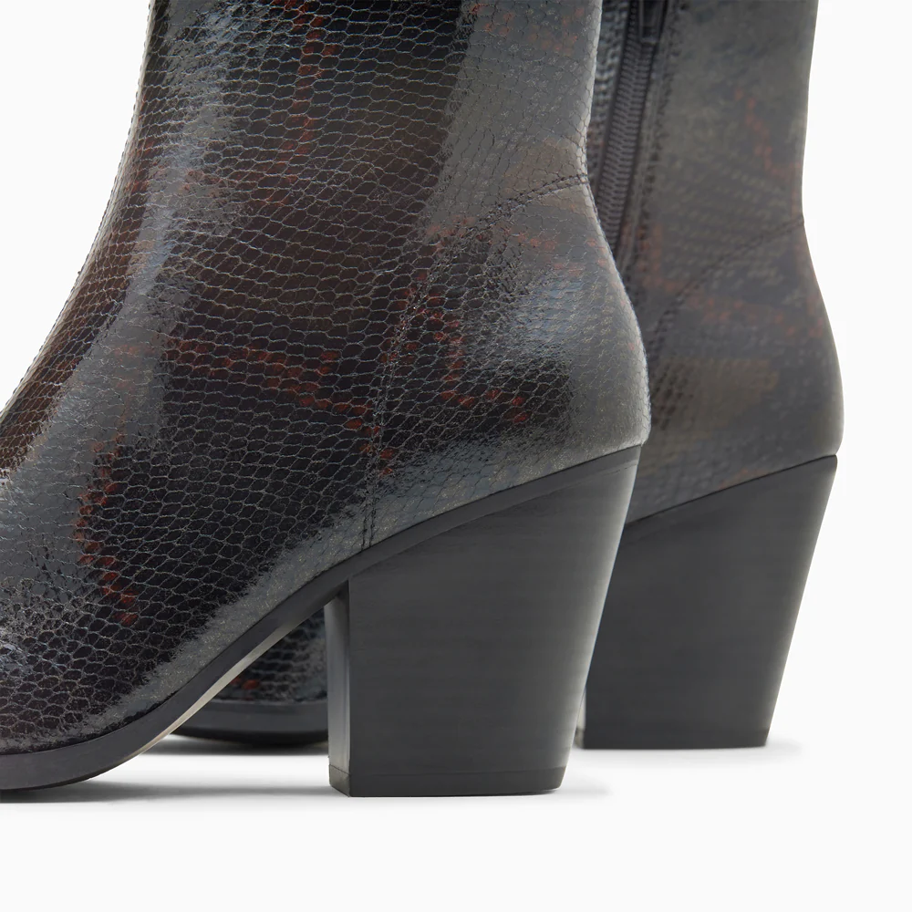 Bottines-Bottines santiags Dina noir serpent à talon
