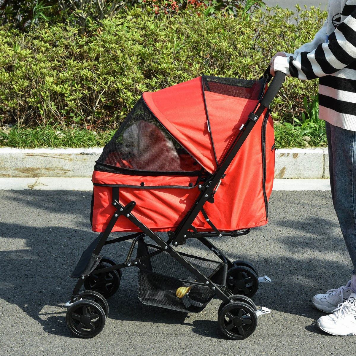 PawHut hondenbuggy, 76,5 L x 52 B x 95 H cm, staal, Oxford-stof, rood