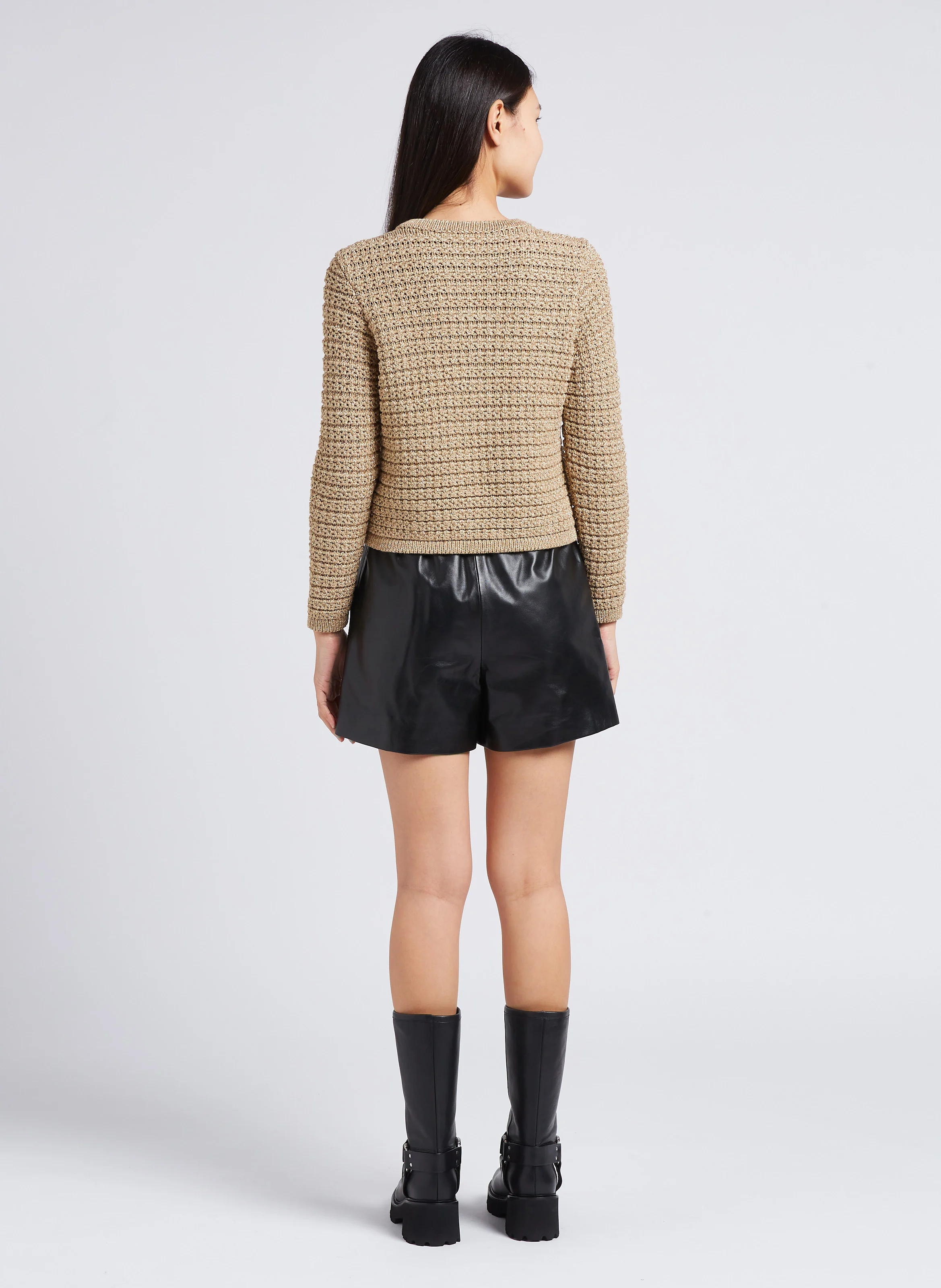 AGLAE - Short taille haute en cuir | Noir