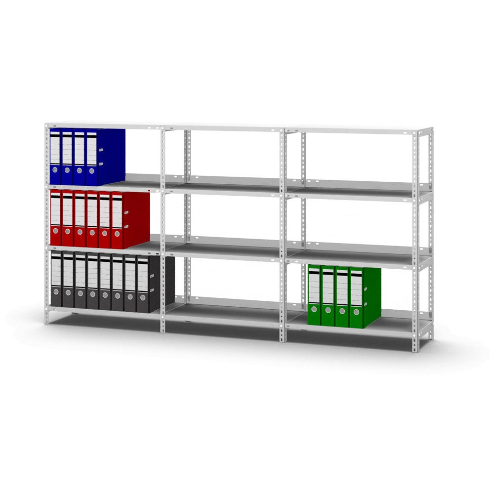 Archiefkast PROREGAL, schroefsysteem, basiselement, HxBxD 115 x 75 x 30 cm, 4 legborden, legbordbelasting 60 kg, met bovenblad, eenzijdig bruikbaar, lichtgrijs
