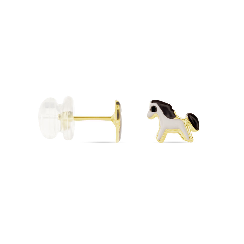 Boucles D'oreilles Puces Heldea Cheval Or Jaune