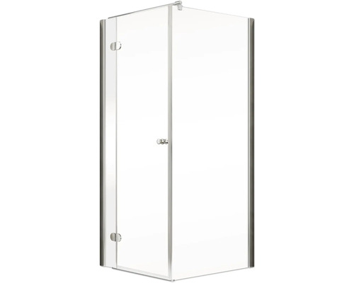 Douchedeur met zijpaneel en draaideur SCHULTE MasterClass ExpressPlus 90 x 90 cm, chroomprofiel, helder glas, vuilafstotende glascoating, deur linksdraaiend, zijpaneel rechtsdraaiend