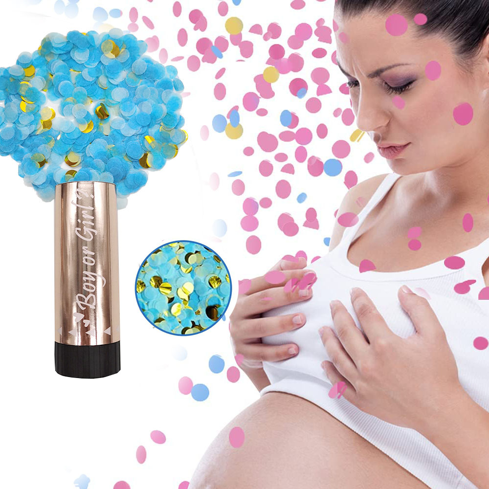 Konfetti Kanone Push-Pop Gender Reveal Baby Shower Party Konfettipopper Dekoration - Blau