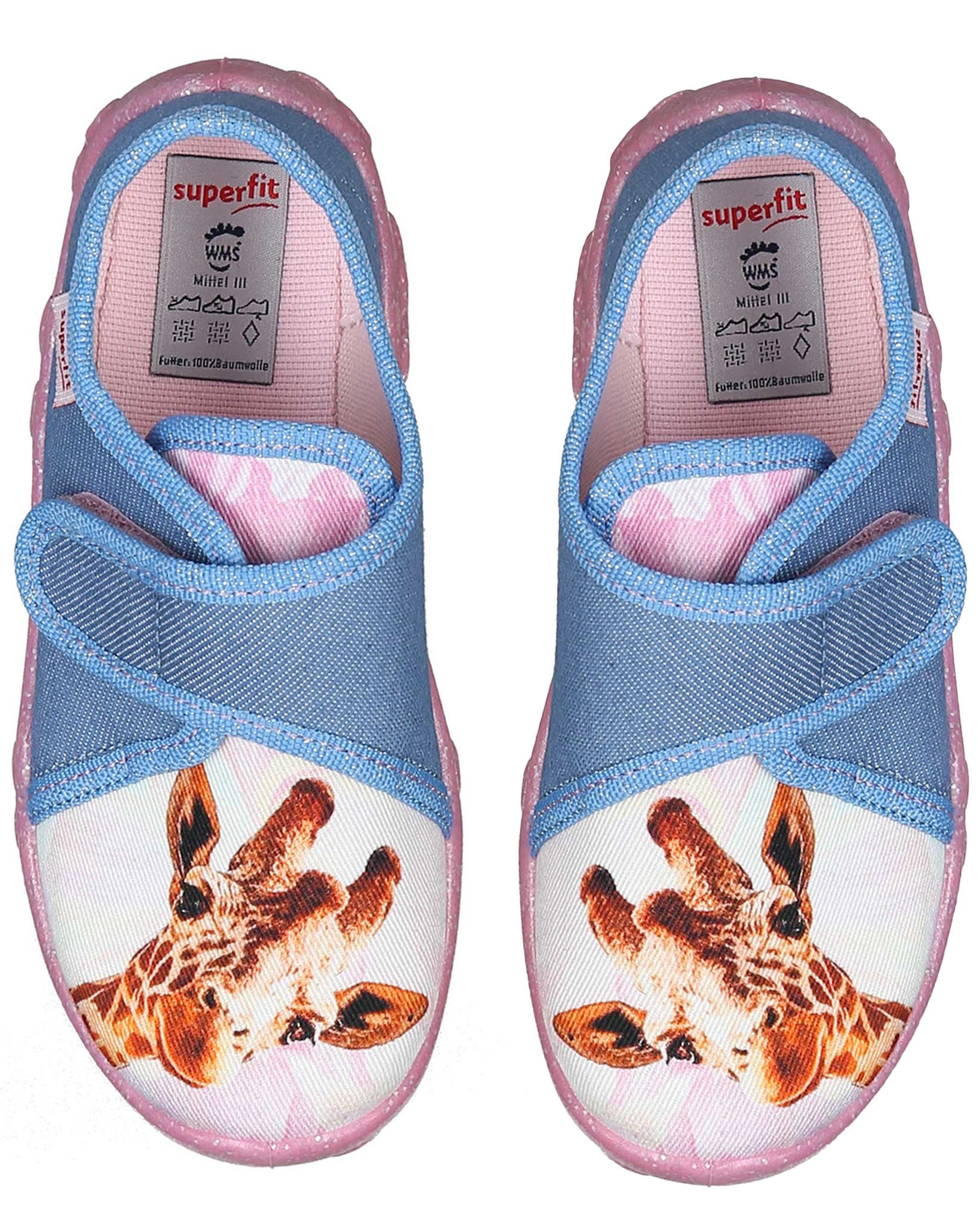 Klett-Hausschuhe GIRAFFE in hellblau/pink