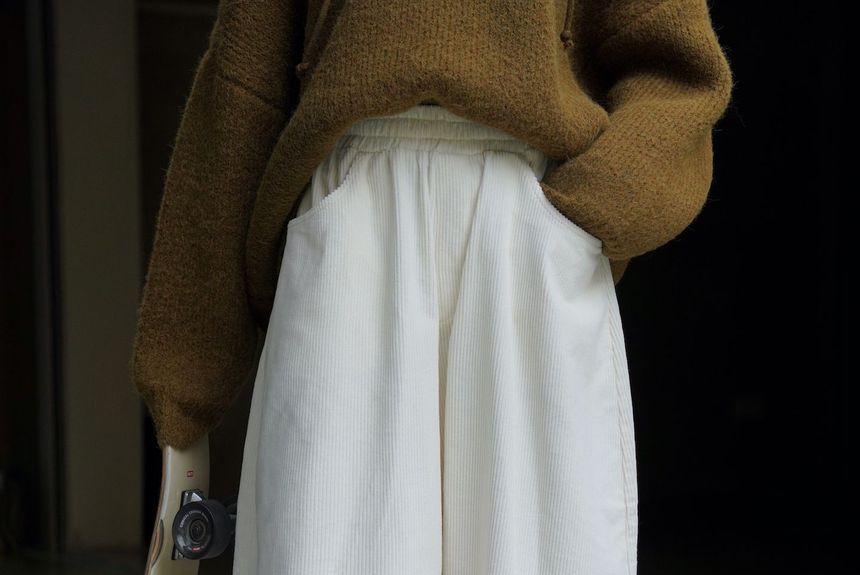 Shinobu - Harembroek van corduroy met elastische taille