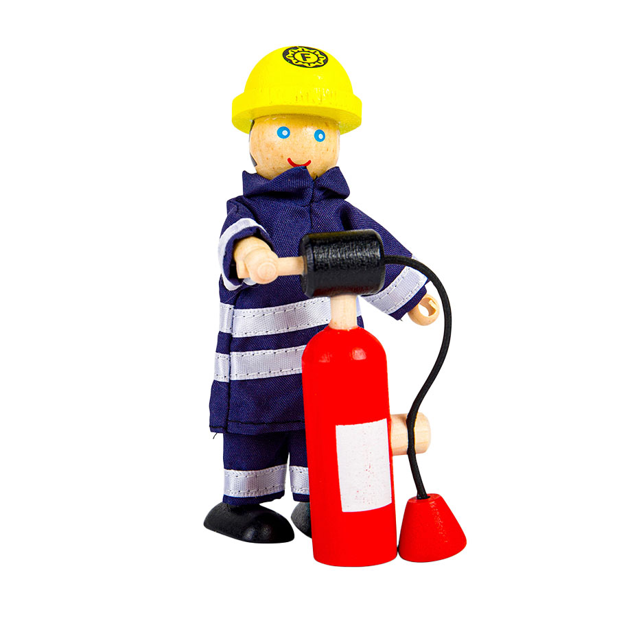 Tidlo Houten Poppenhuis Poppen Brandweermannen, 4st.