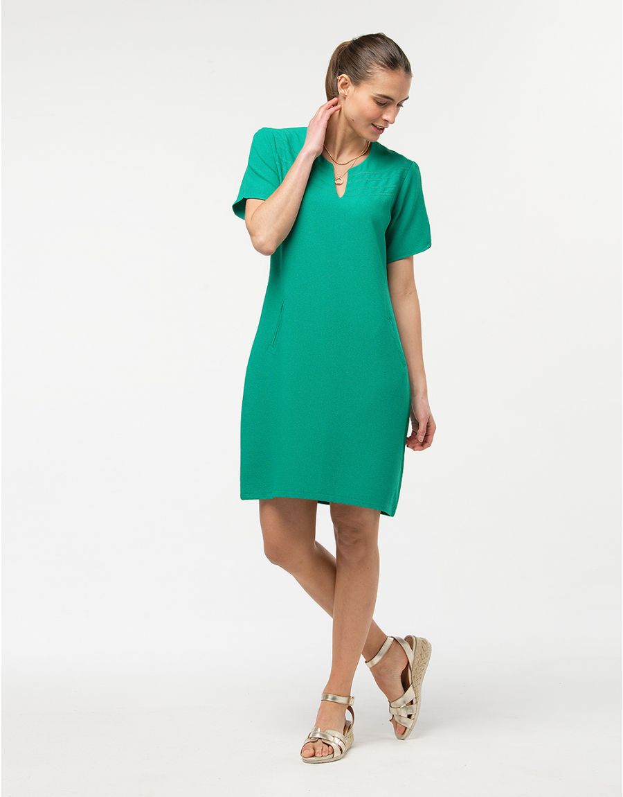 Robe chic crêpe vert