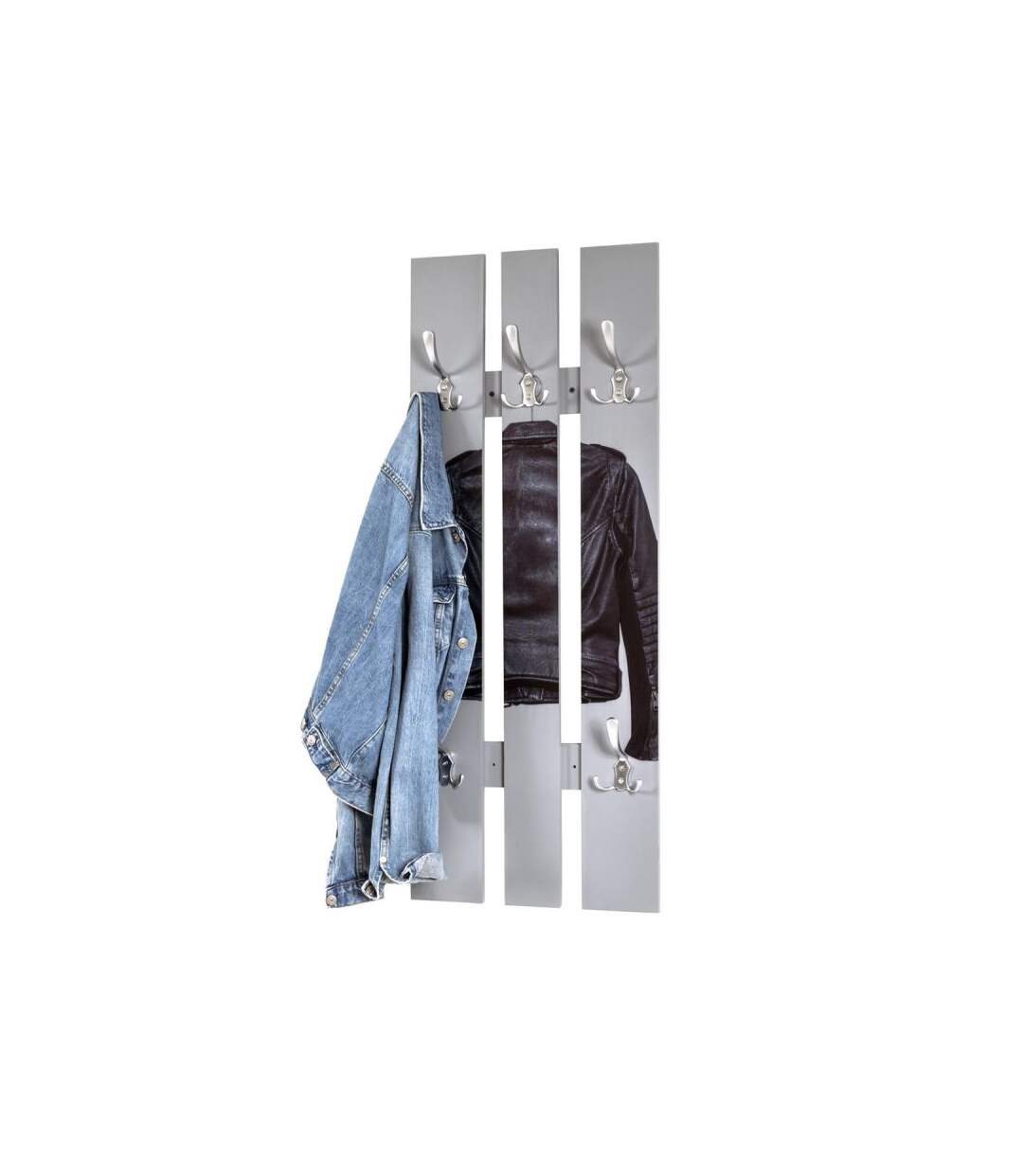 Paris Prix - Patère Murale Vintage blouson 100cm Gris & Noir