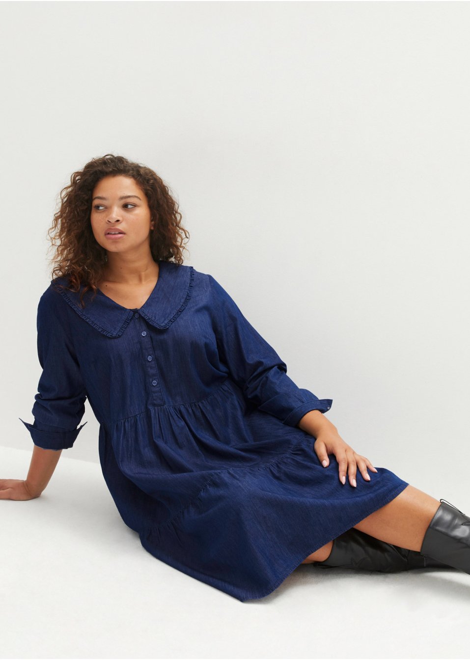 Robe-tunique en jean avec col