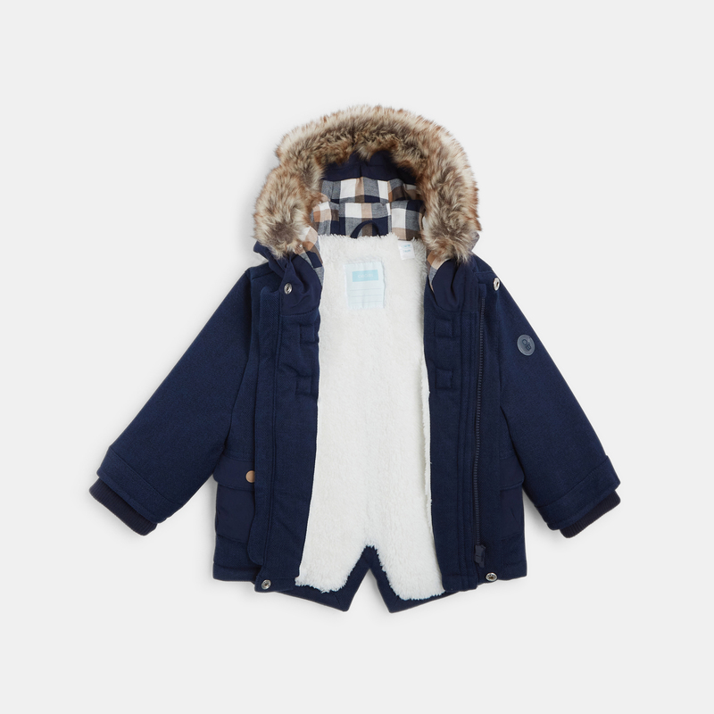 Manteau de ville imperméable à capuche bleu bébé garçon