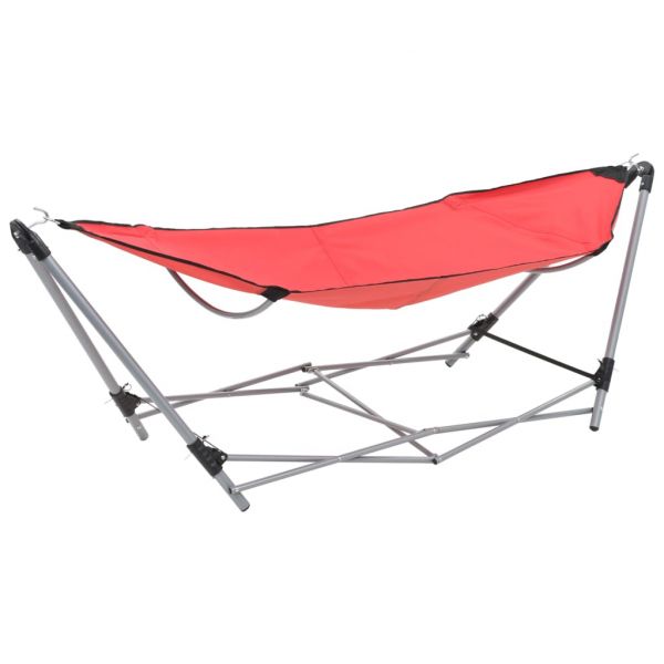 Cama de Rede com Suporte Dobrável Vermelho - 44364