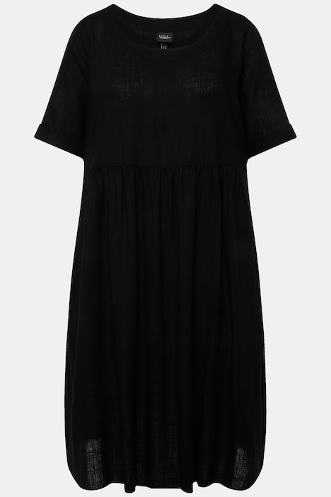 Kleid, Leinenmix, A-Linie, Rundhals, Halbarm