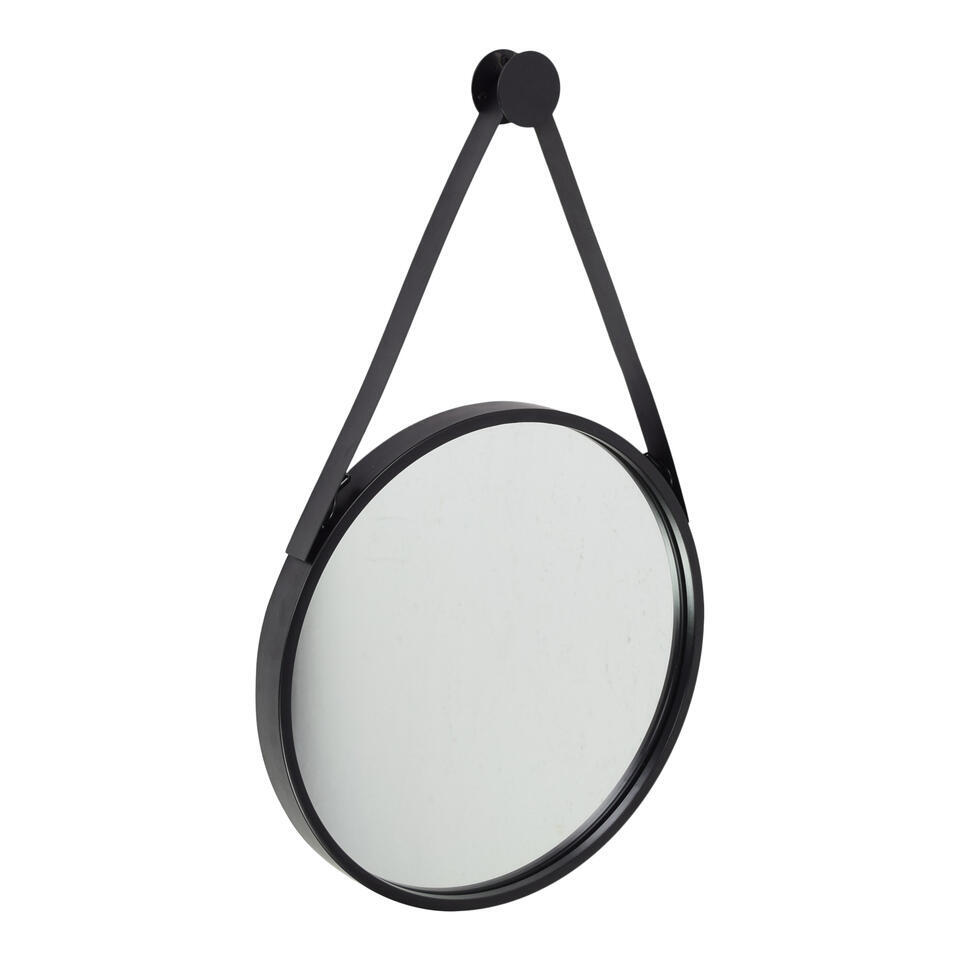 Fragix Triangle wandspiegel rond - Zwart - Metaal - Ø35cm - Industrieel