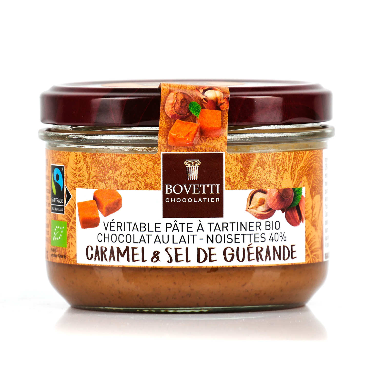 Véritable pâte à tartiner bio au chocolat au lait et caramel sans huile de palme