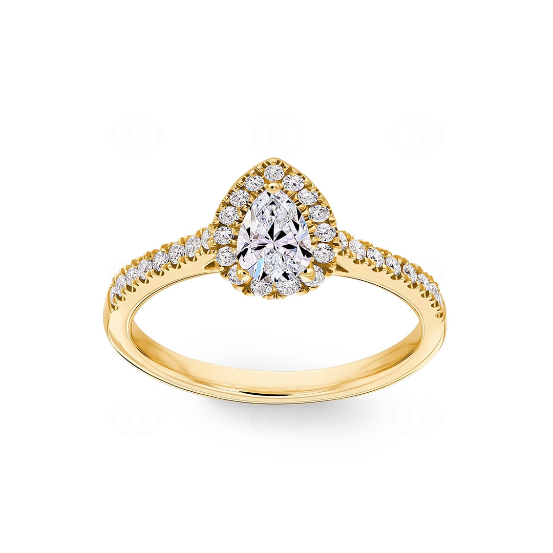 Tropfen Halo Diamantring 750/18 K Gelbgold 0.85 ct G/si