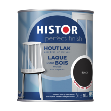 Histor Perfect Finish houtlak hoogglans RAL 9005 zwart 750 ml
