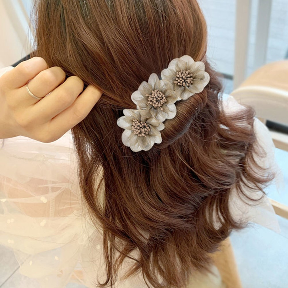 (33cm) Frisur Dutt Hilfe Styling Haargummi Bun Maker mit Blumen - Grau