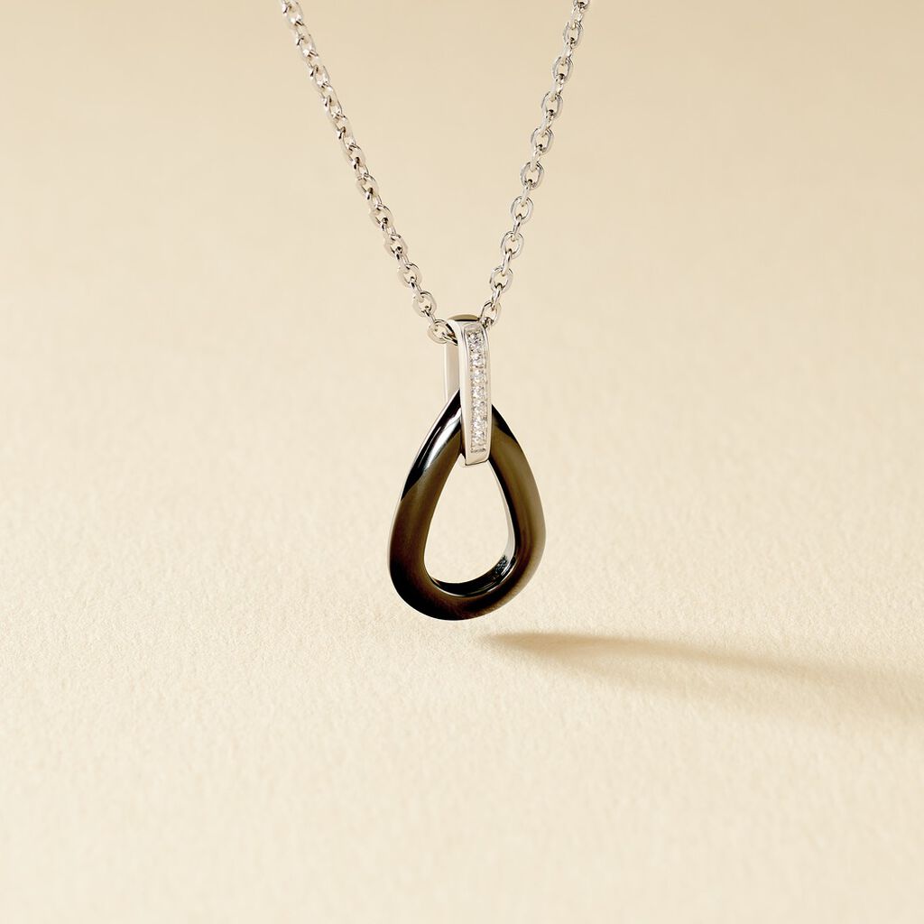 Collier Amaris Argent Blanc Céramique Et Oxyde De Zirconium