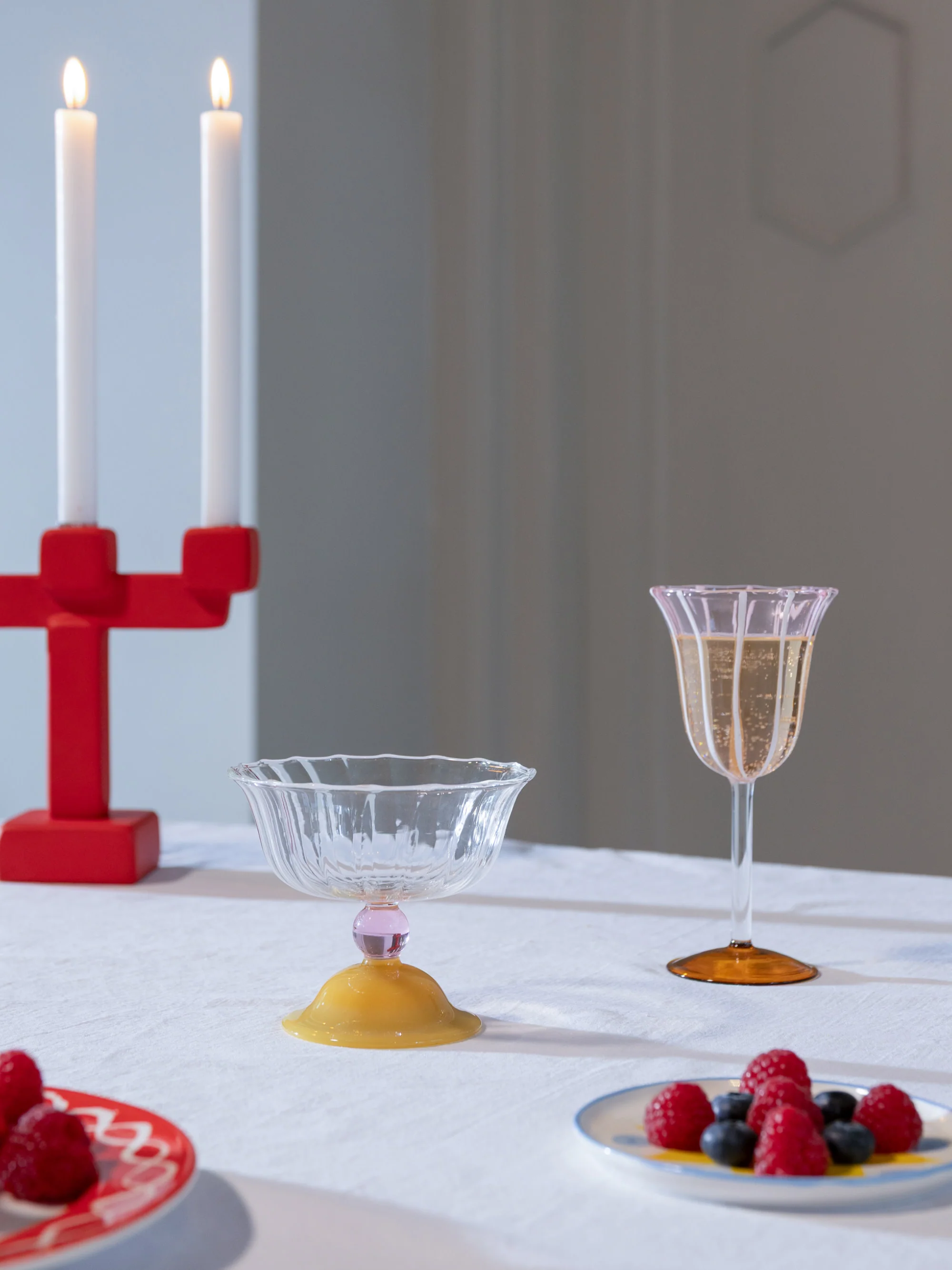 Handgemaakte champagneglazen Tulip van borosilicaatglas, 2-delig