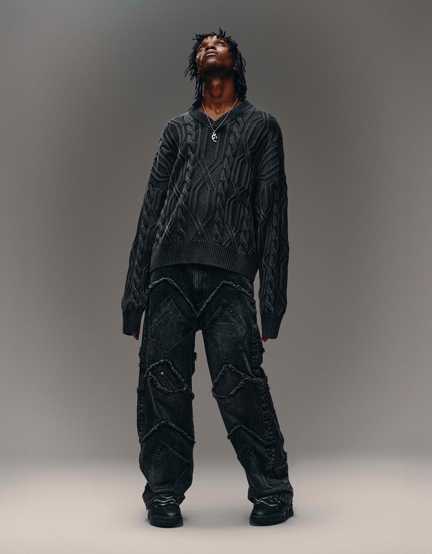 Suéter Generation Bershka oversized em tecido plano