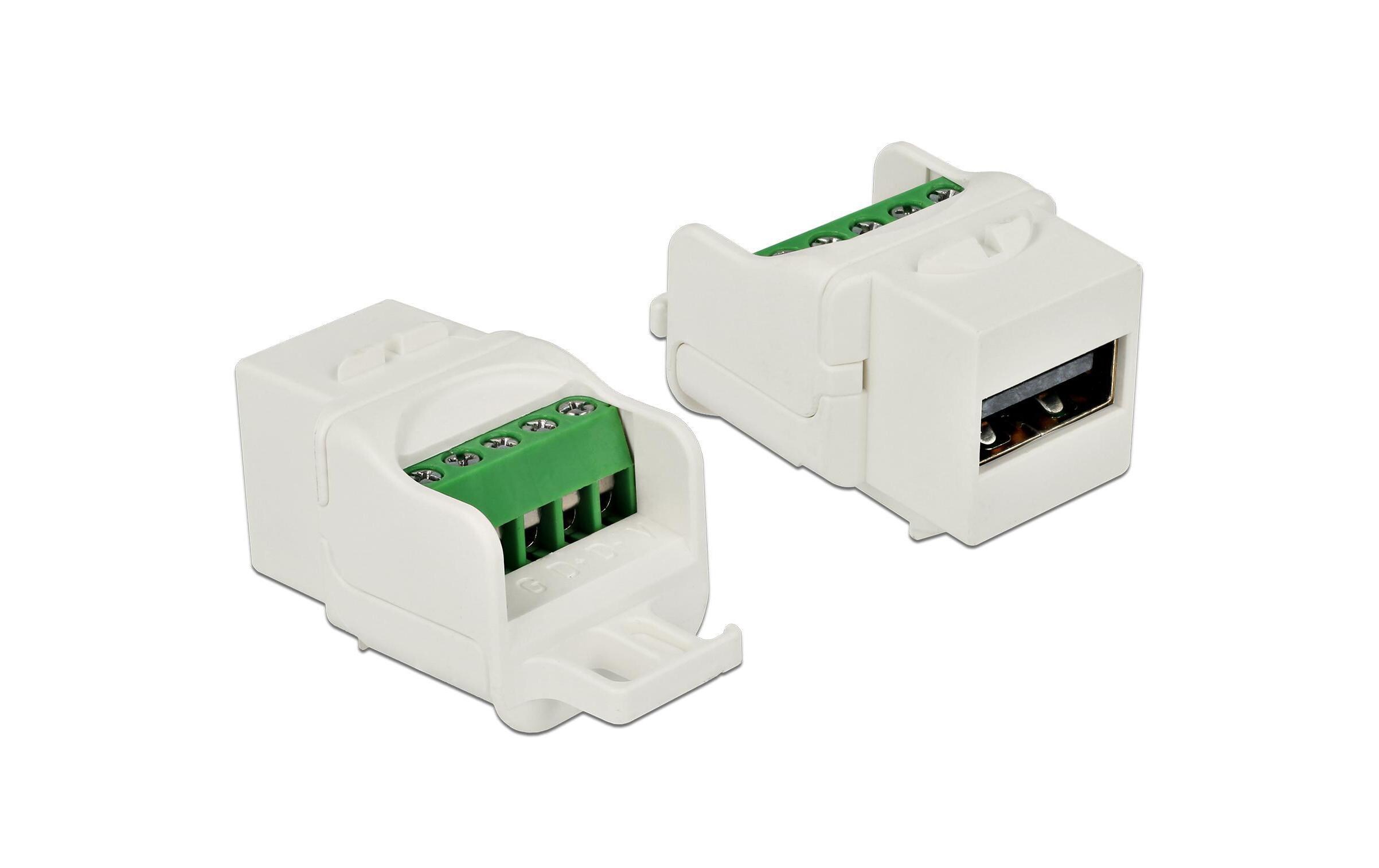 Keystone-Modul USB 2.0, Buchse-Terminalblock WeissDelock Keystone Modul USB 2.0 A Buchse zu Terminalblock weiss